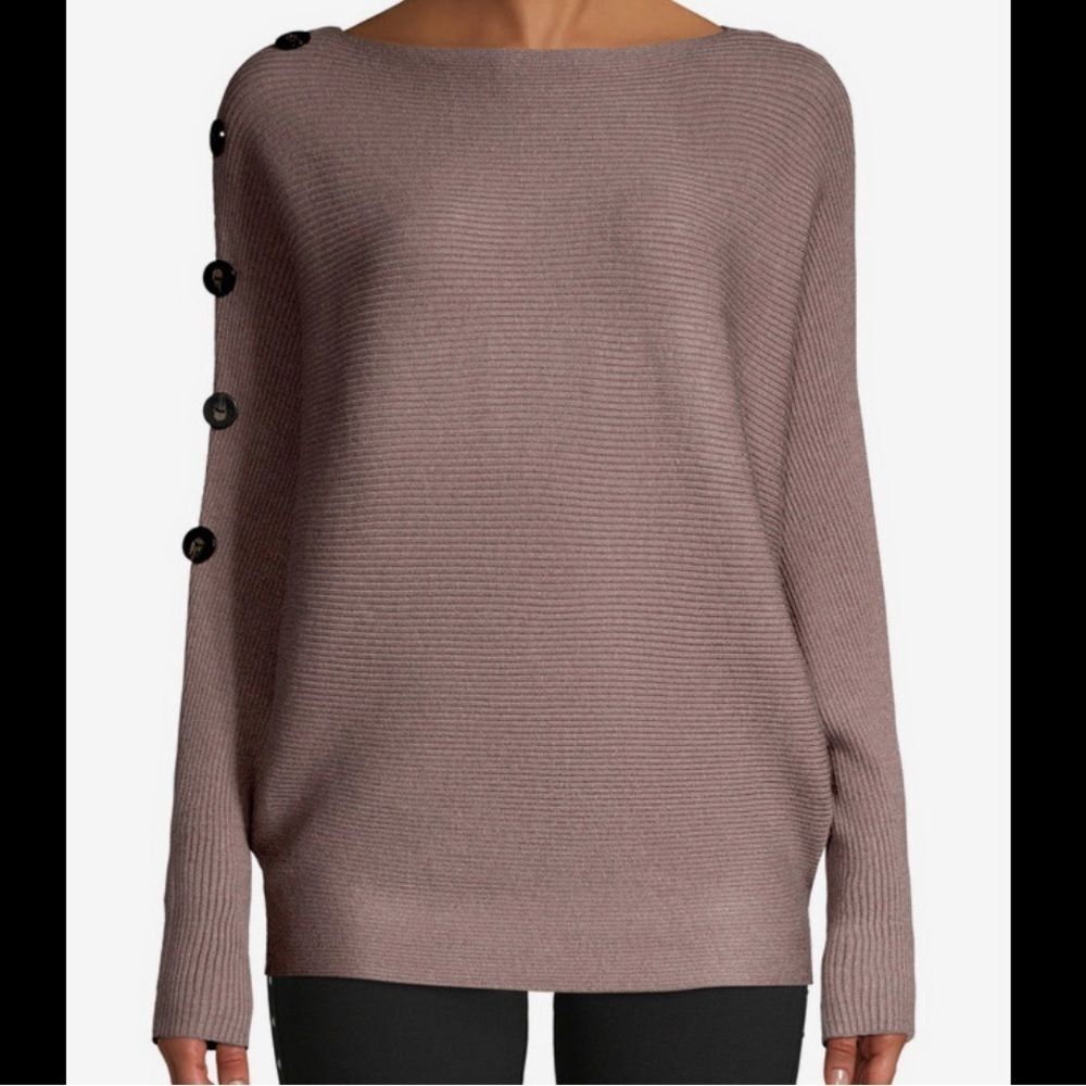 Philosophy Pink Ribbed Doman Sleeve Sweater with Button Detail Size Medium